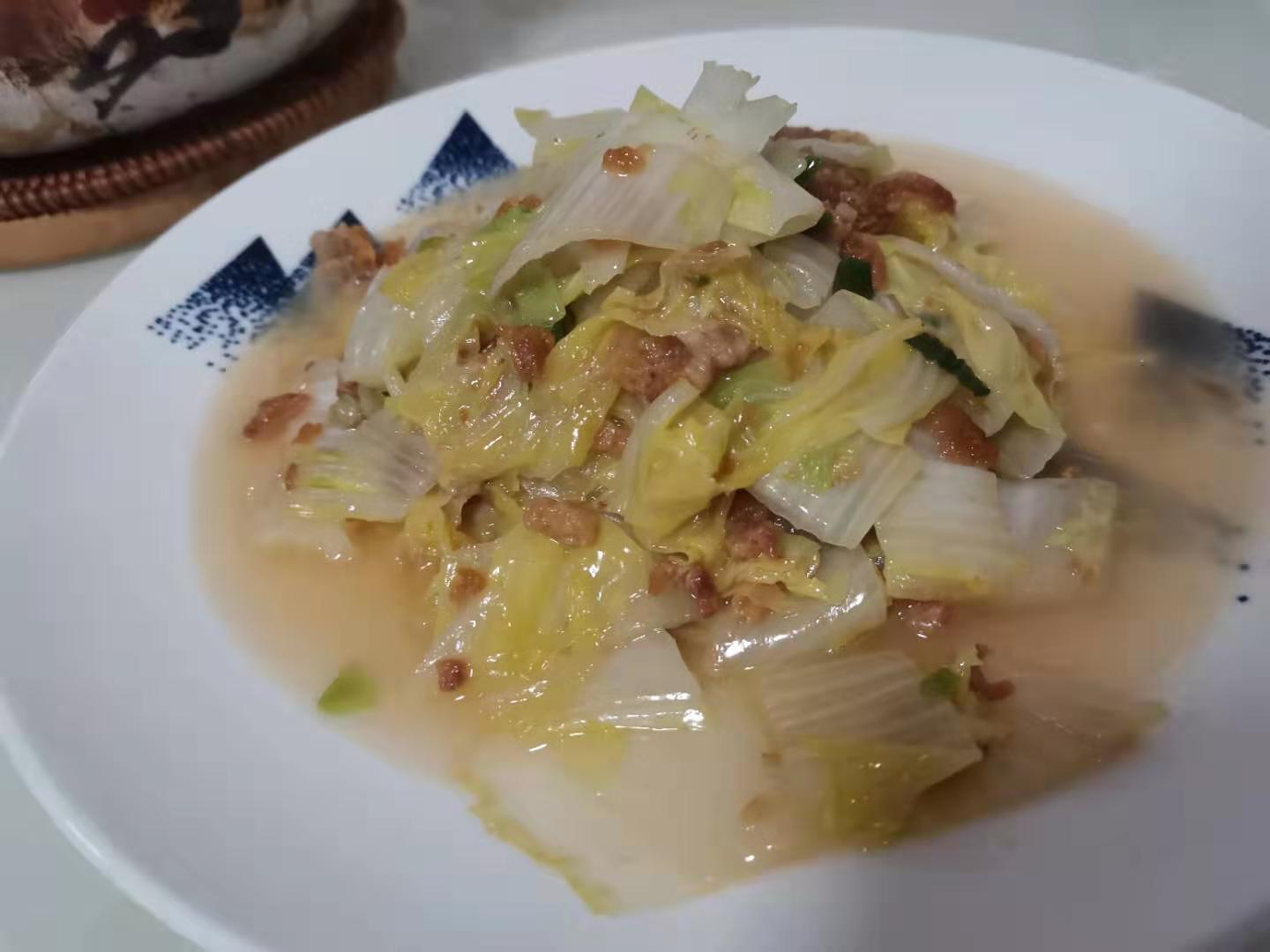 白菜炒猪油渣